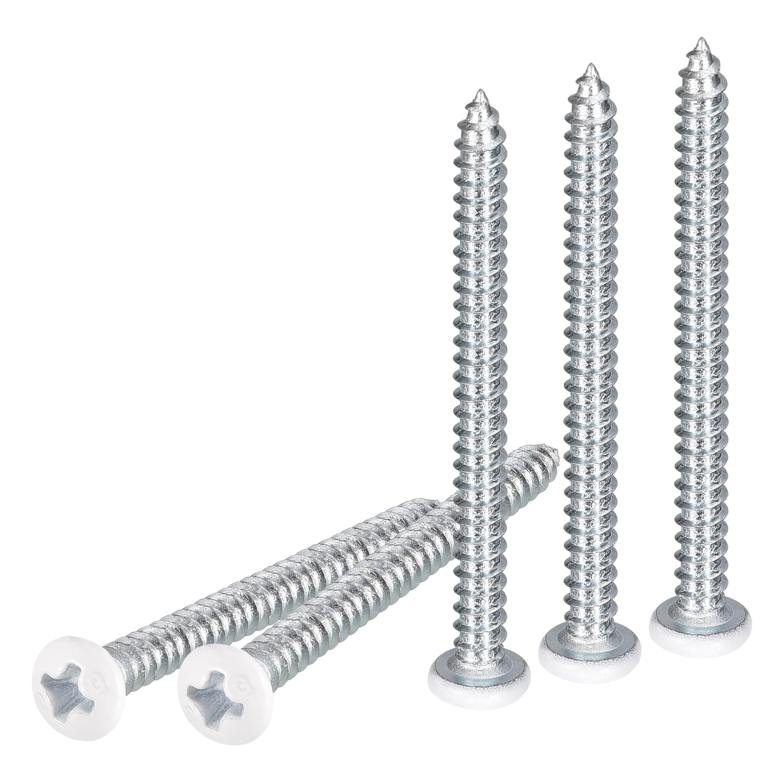 DTGN ST3.5x40mm White Screws 50Pack - Zinc Plated Carbon Steel Pan Head Phillips Sheet Metal Screw Self-tapping Screw Wood Screws — image 1