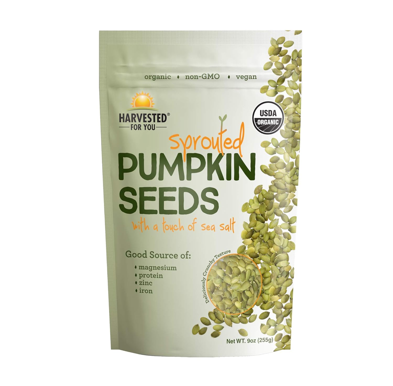 Harvest For You Sprouted Pumpkin Seeds with Sea Salt 9oz