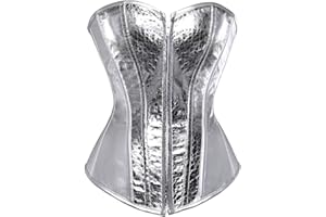 HNGHOU Corsets for Women Faux Leather Corset Top Steampunk Corsets Zipper Bustier Pirate Costume