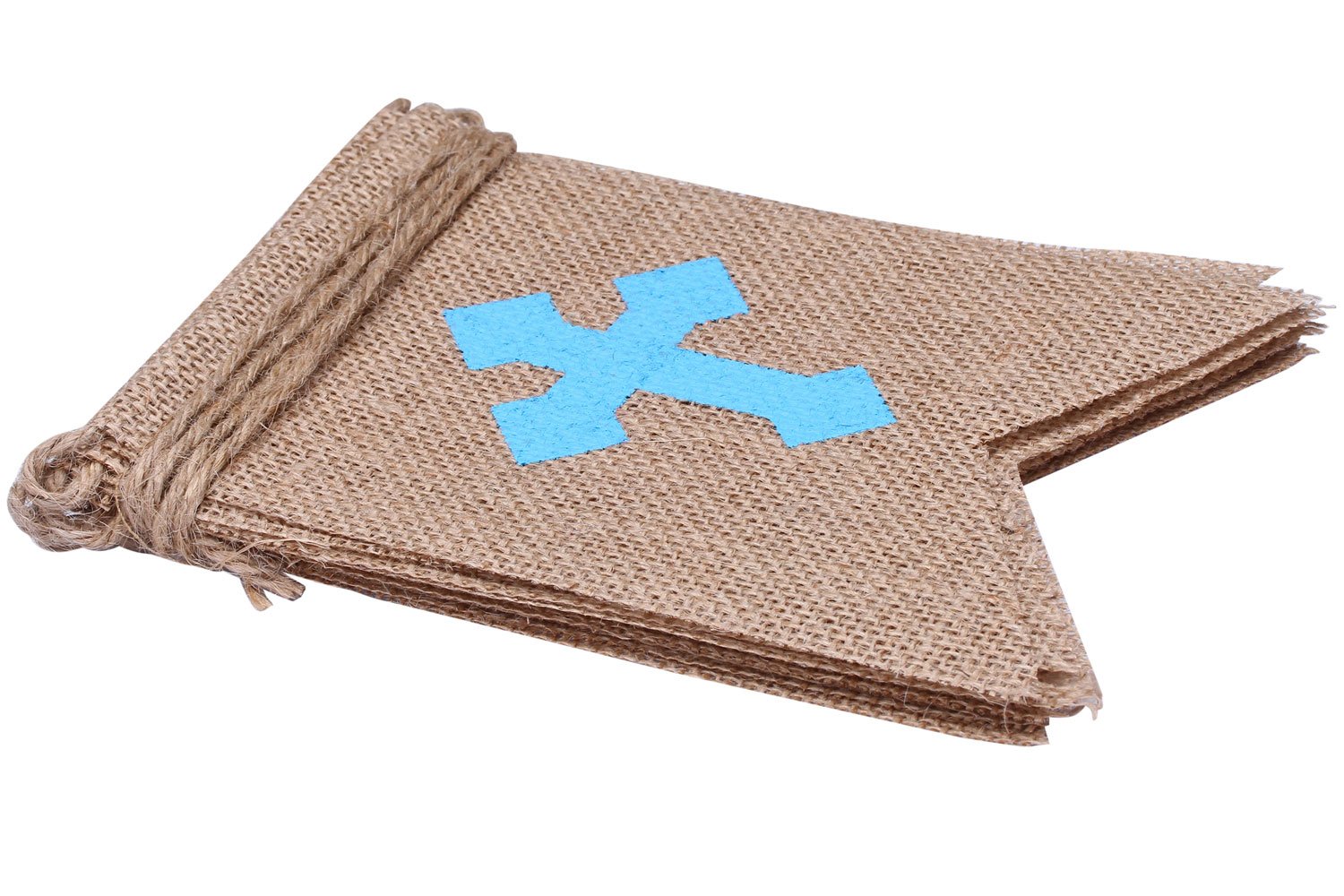 Burlap Communion Party Banner, Baptisim Christening Decoration God Bless Banner, Swallow-Tailed DIY Decoration for Wedding, Baby Shower Party (Blue)