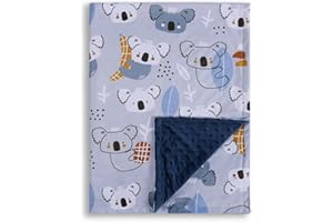 Donsonny Baby Blanket for Boys Girls Soft Minky with Double Layer Dotted Backing, Koala Printed 30 x 40 Inch Receiving Blanket