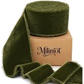 Milimot Moss Green Velvet Ribbon,Olive Green Christmas Ribbon,1.5 in 3 Yard | Handmade Frayed Olive Green Velvet Ribbon,Moss Green Christmas Ribbon for Gift Wrapping,Tree Ornaments,Wreath,Bows,Crafts