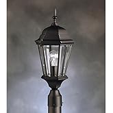 Kichler Madison 21.75" Outdoor Post Light in Black, 1-Light Exterior Fixture with Clear Beveled Glass, (21.75" H x 9.5" W), 9