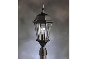 Kichler Madison 21.75" Outdoor Post Light in Black, 1-Light Exterior Fixture with Clear Beveled Glass, (21.75" H x 9.5" W), 9956BK