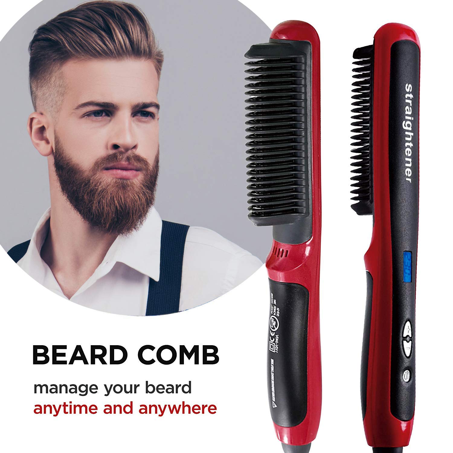 Enhanced Beard Straightener Comb Hair Straightening Brush Styling