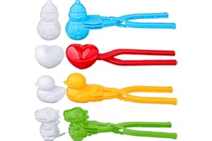 Civaner 4 Pieces Winter Snow Toys Kit Snow Ball Maker Shape Snowball Maker Outdoor Winter Beach Toy for Outdoor Activities(Dinosaur, Heart, Duck, Snowman)