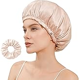 CoolMate Adjustable Satin Silk Bonnet for Sleeping Women, Tie Double Lined Silk Bonnet for Women Long Hair