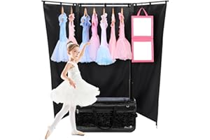 DOKSMERIA Dance Bag with Garment Rack and Curtain, 29" Glitter Rolling Dance Competition Bag with Garment Rack & Wheels, Collapsible Dance Travel Bag Suitcase for Dancers Performer Artist Livestreamer Athlete