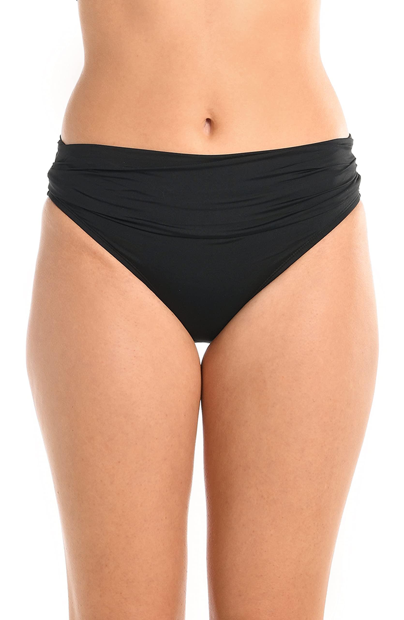Photo 1 of La Blanca Women's Standard Island Goddess Shirred Band Hipster Bikini Swimsuit Bottom, Black, 8