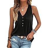 Women Tank Tops Sleeveless Tank Tops V Neck Shirts Women Summer Tops with Pockets Loose Fit Casual Basic Tee Shirts
