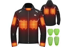 KEMIMOTO Motorcycle Riding Heated Jacket with 12V 20000mAh Battery Heating Time 6-15H, Heated Riding Gear for Men CE 1 Protection