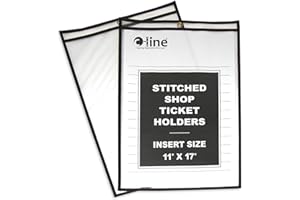 C-Line Stitched Shop Ticket Holders, Both Sides Clear, 11 x 17 Inches, 25 per Box (46117)