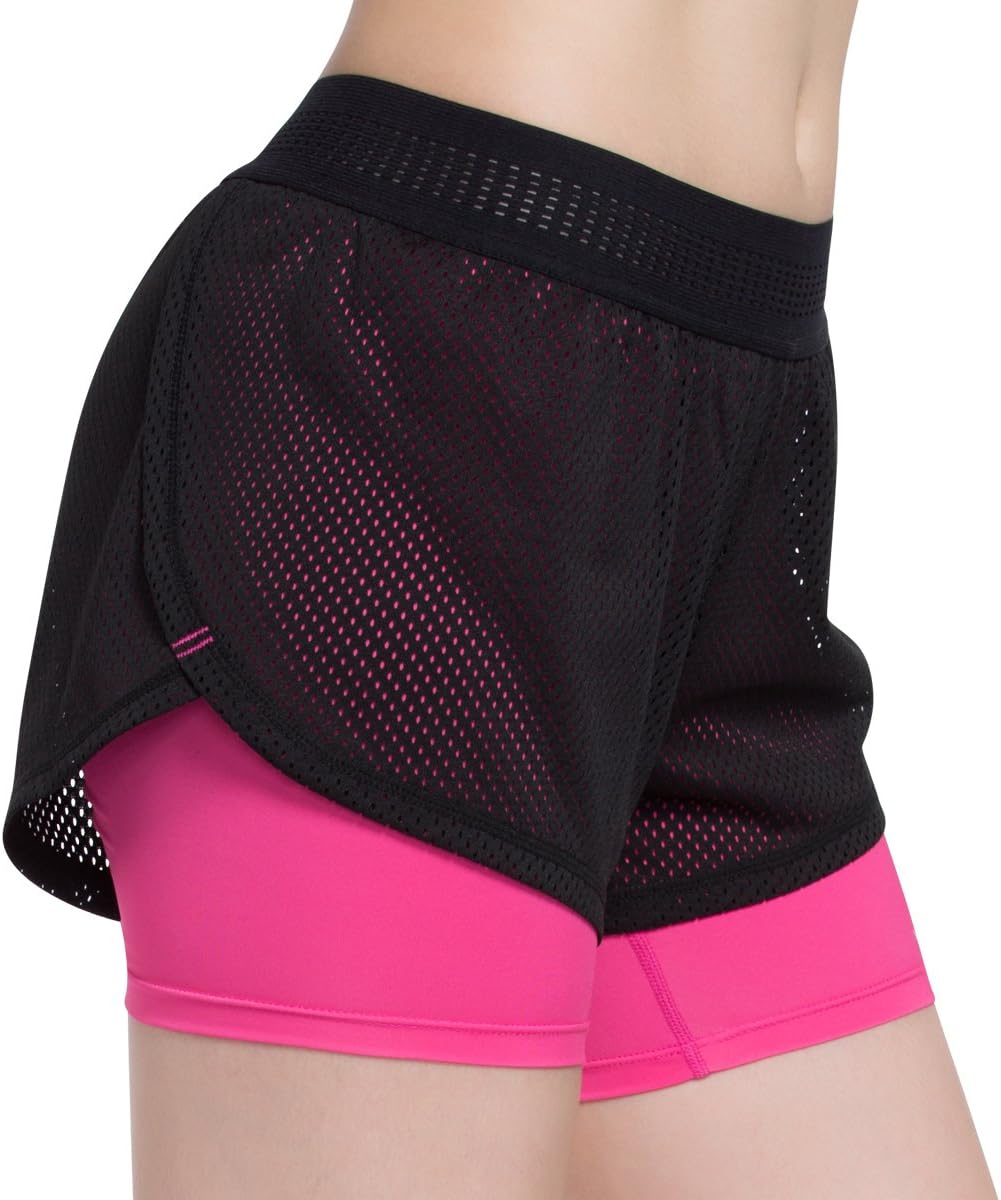 VUTRU Girls' Running Shorts Mesh Double Layer Gym Fitness Workout Athletic Shorts