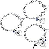 Ecation 3 Pack Urn Bracelet for Ashes Cremation Ashes Bracelet Memorial Rhinestones Jewelry Heart Locket Holder with Different Words Stainless Steel Urns Bangle Keepsake for Women Men