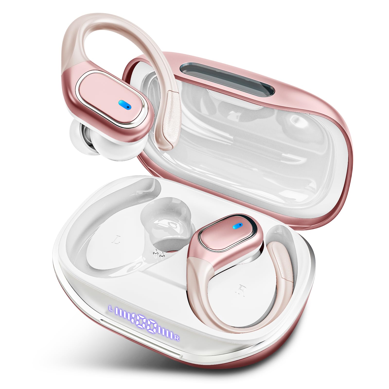 Photo 1 of *** FACTORY SEALED**HAOYUYAN Wireless Earbuds Bluetooth 5.3 Headphones with 80H Playback, IPX7 Waterproof Over Ear Buds with LED Power Display for Sports Running Workouts?Champagne Gold?