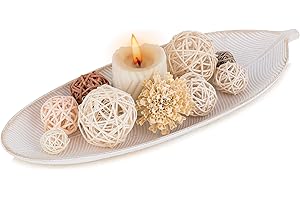 Hanobe Leaf Wooden Decorative Tray: Leaf Shaped Wood Key Tray Decor Plate Bowl for Crystal Candle