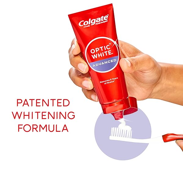 COLGATE OPTIC WHITE ADVANCED TEETH WHITENING TOOTHPASTE, 2% HYDROGEN PEROXIDE TOOTHPASTE, ICY FRESH, 4.5 OZ, 2 PACK