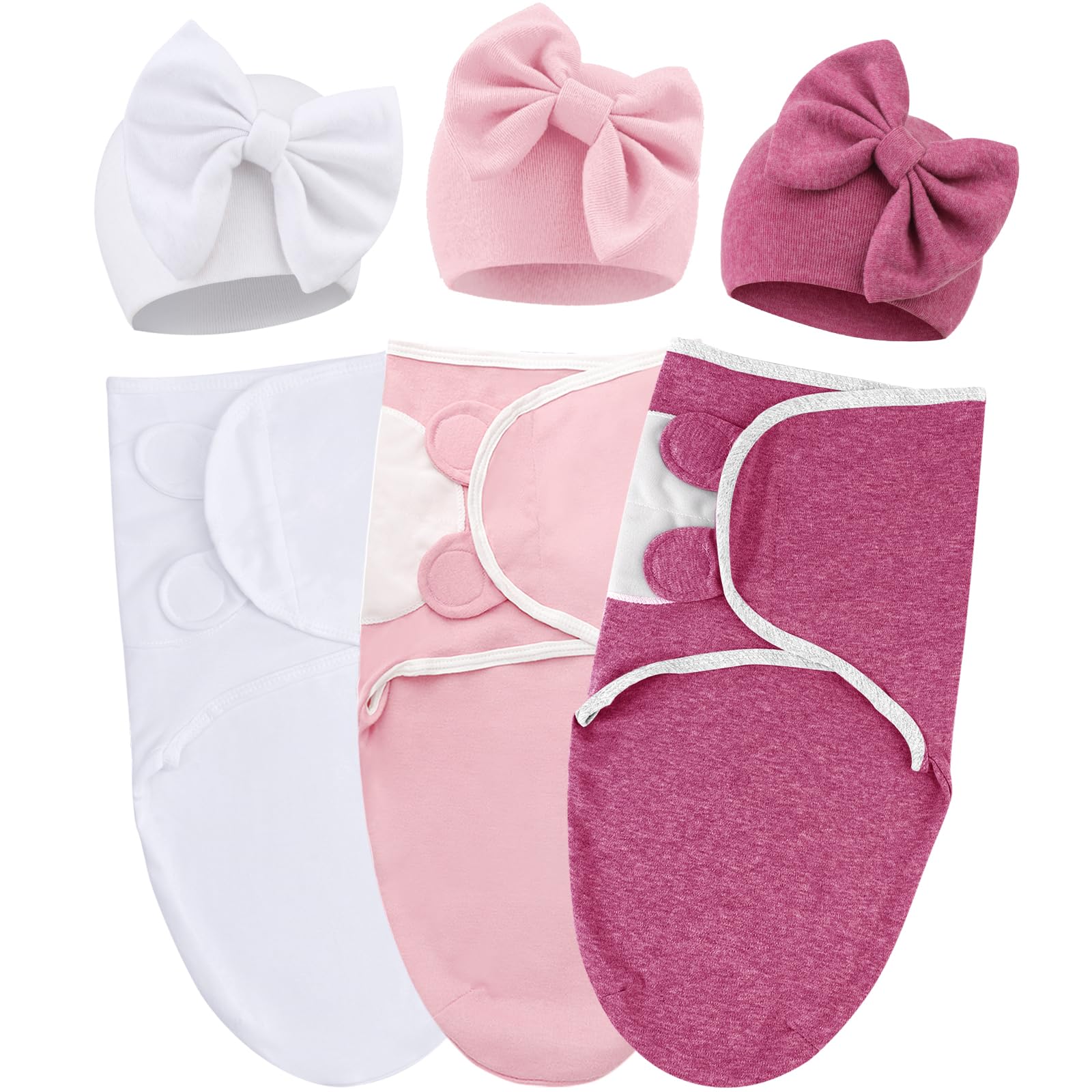 Photo 1 of AQOKKA Baby Swaddle Sleep Sacks with Big Bow Hats Cotton Adjustable Swaddle Blankets Wrap Nursery Swaddles for Newborns Boy Girl Infant 0-3 Months