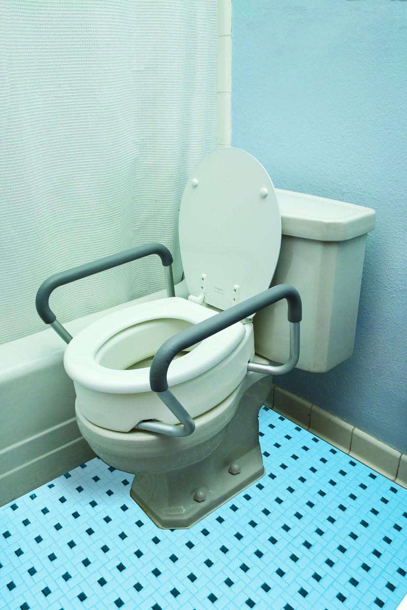 Essential Medical Supply Toilet Seat Riser with Removable Arms - Standard Bowl, 17.5 x 13.5 x 3.5 Inch: Health & Personal Care