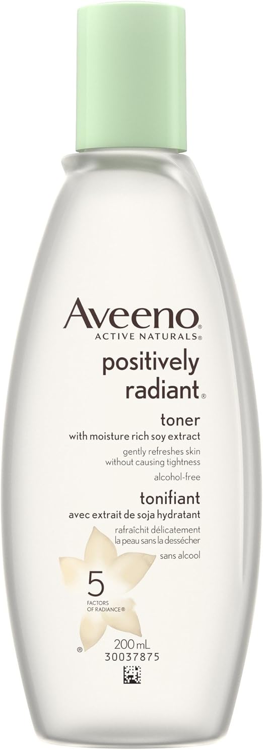 Aveeno Facial Toner, Positively Radiant Toner with Soy Extract for Dark