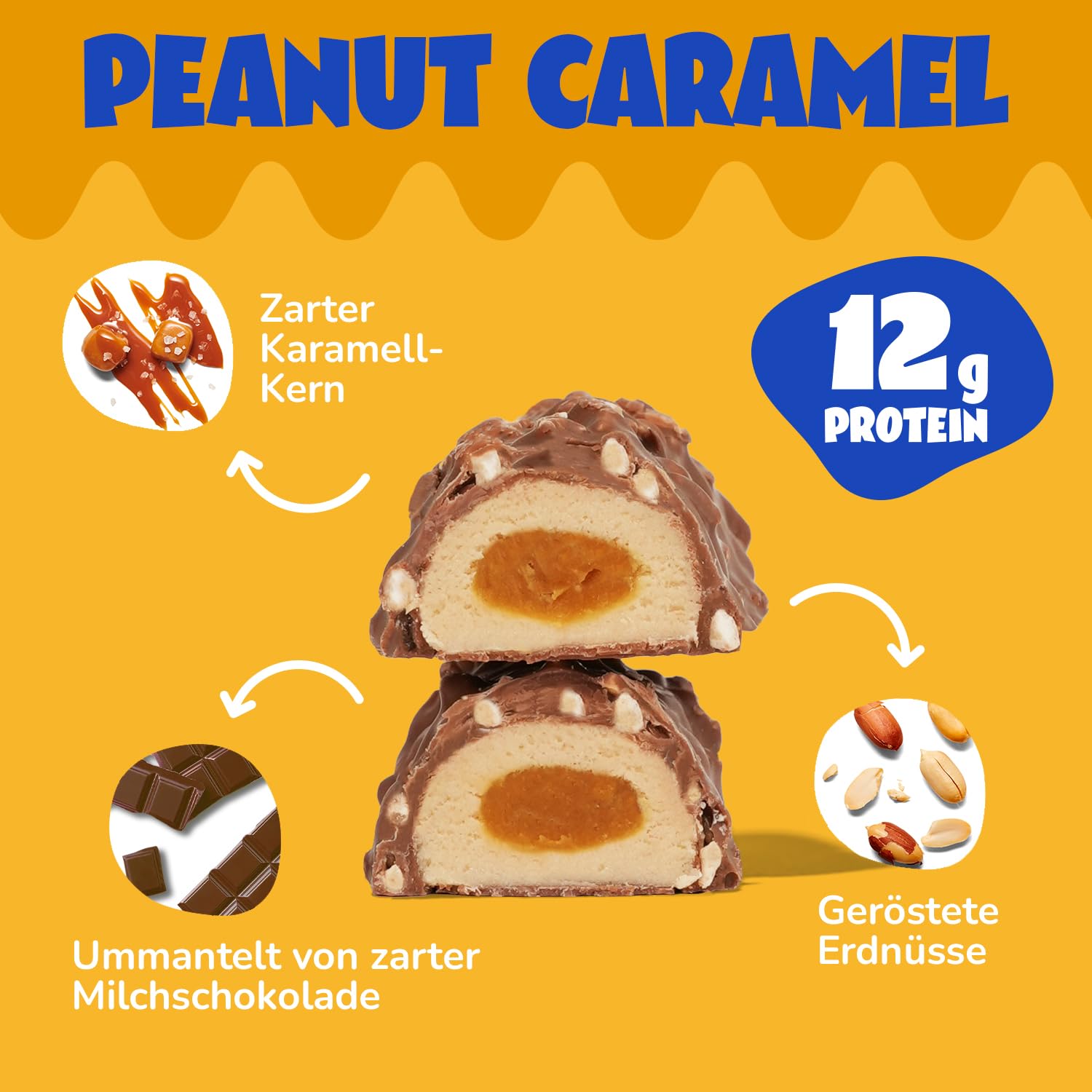 ahead Protein Riegel | Peanut Caramel | 14x 45g Extra softer Protein Riegel mit cremigem Kern | Low Carb Eiweißriegel ohne Zuckerzusatz & ohne Palmöl 2