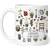 Affordali Plants Mugs Gift for Women - Gardening is My Therapy, Plant Mug for Plant Lovers, Garden Coffee Mug - Best Gardening Gifts for Mom and Wife, Mothers Day, Birthday Gifts for The Gardener