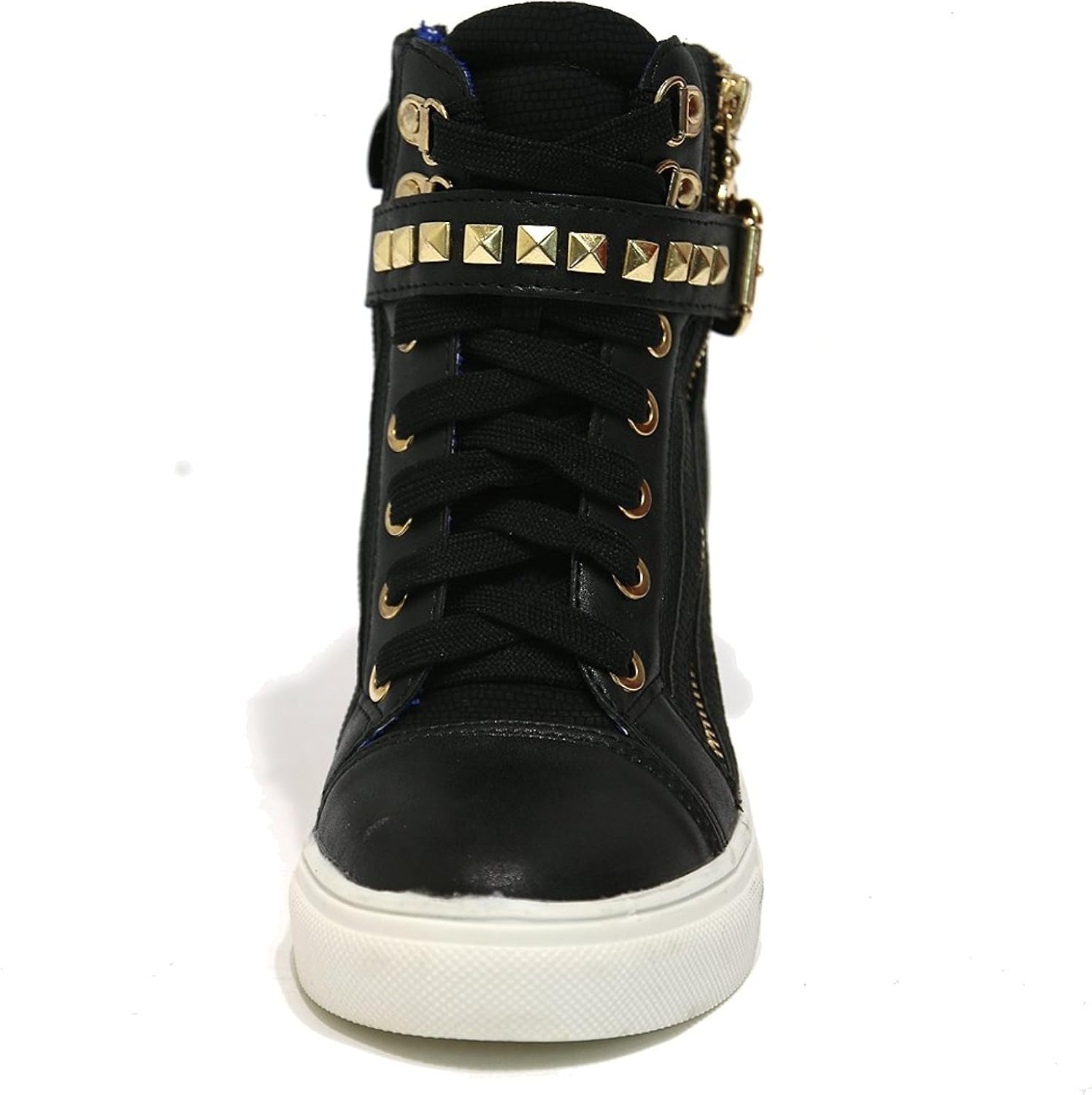 ladies black and gold trainers