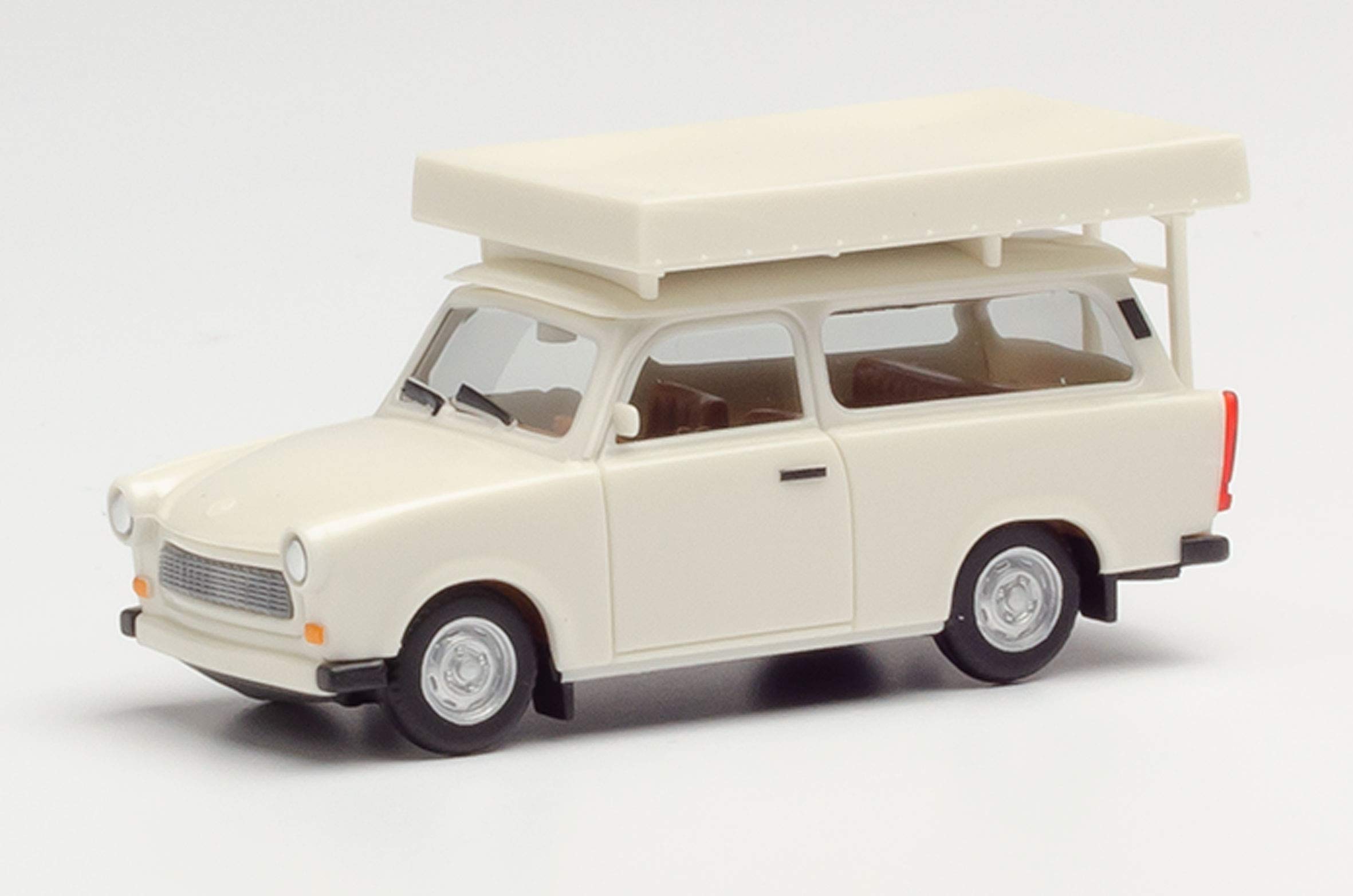 Trabant 601 Universal with working roof tent, pearl white miniature craft collection and gift