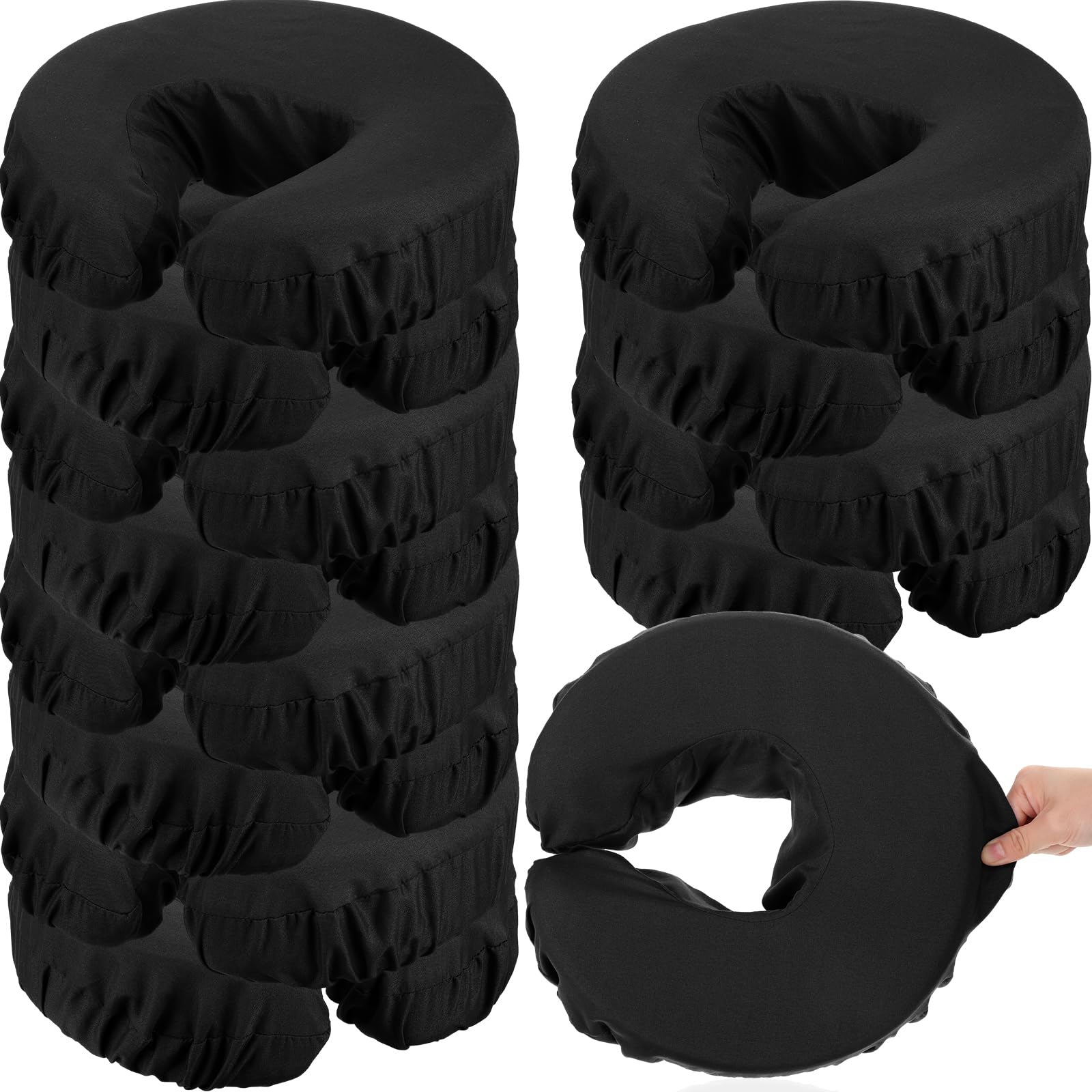 Photo 1 of Tatuo 12 Pcs Face Cradle Covers for Massage Head Rest Microfiber Reusable Soft Thicker Massage Table Face Covers Oil Proof Headrest Cradle Sheets for Spa Beauty(Black)