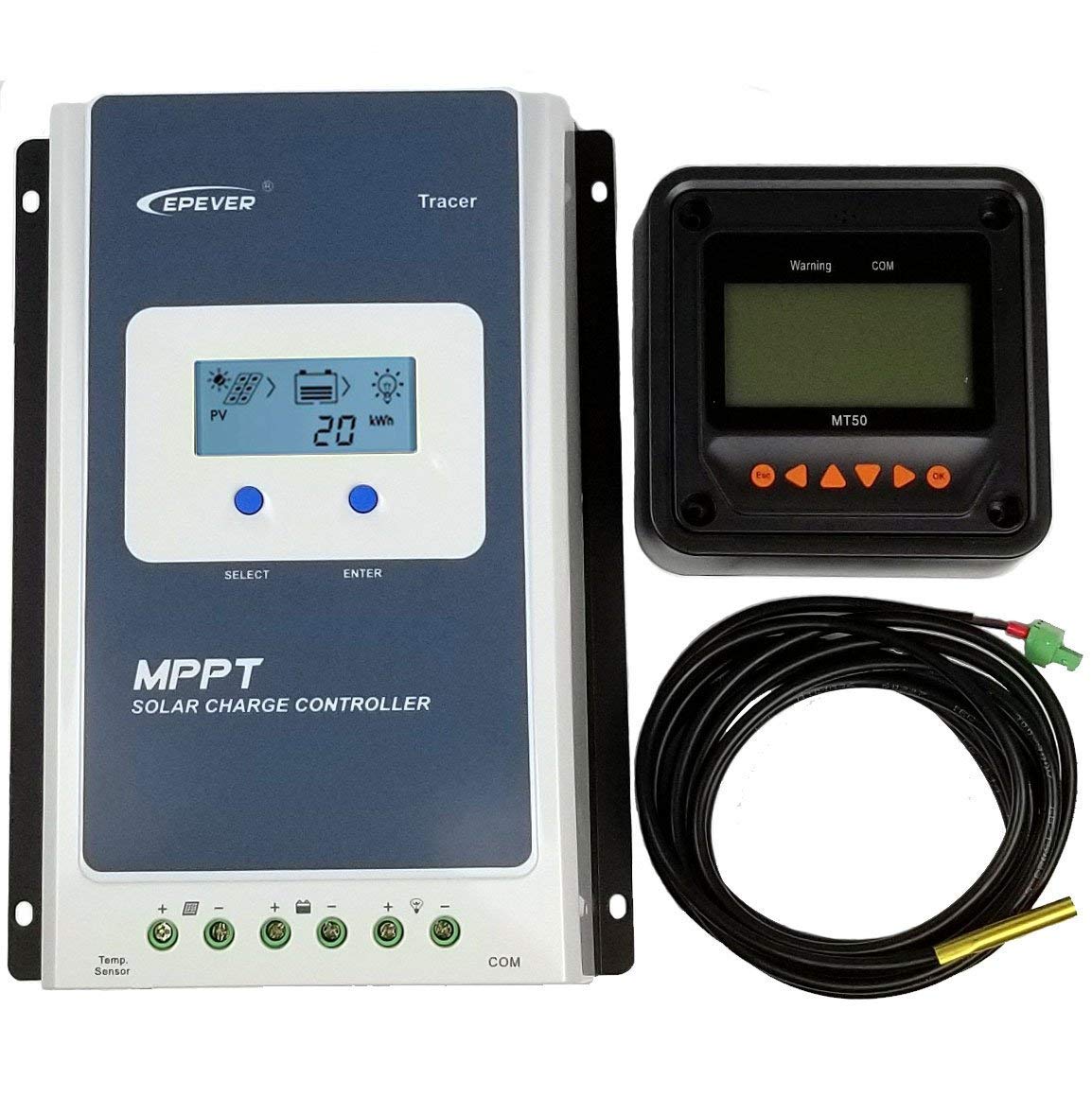 Mppt Solar Charge Controller 100V PV Negative Grounded Solar Regulator 40A with LCD Display(4210AN+MT50+RTS)