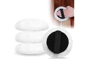 SECOAT 4 Pcs Lambswool Stain Pad,5'' Reusable Wood Stain Applicator Pads Lambswool Wax Applicator Staining Pads for Wood Furniture,Floors,Latex Oil Based Finishes Paints Buffing polishing