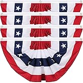 American Pleated Fan Flag, 3 X 6 Ft USA Patriotic Flag Bunting American Flags Patriotic Bunting 4th of July Decorations Patriotic Bunting Red White And Blue Patriotic Decor bunting Flags Outdoor/Outside(Set of 4)