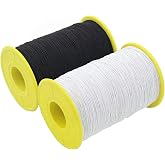 TIHOOD 2PCS 0.5mm Thickness 547 Yard Elastic Thread (Black and White)