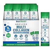 BioTrust Ageless Multi Collagen Peptides Powder - Types I, II, III, V, X - Unflavored Collagen Powder for Women &amp; Men - Hydrolyzed Protein- Grass Fed Beef, Fish, Chicken, Eggshell Membrane(16 packets)