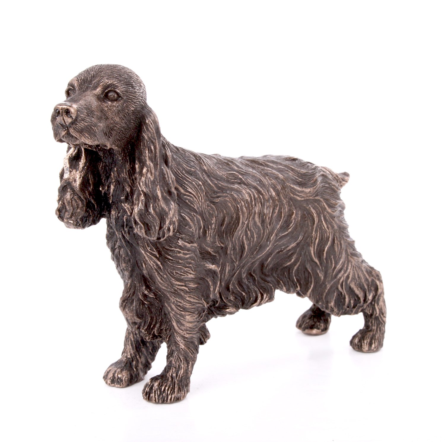 Cocker Spaniel Standing Small Cold Cast Bronze Statue Sculpture Dog Pets Gift Idea H9cm