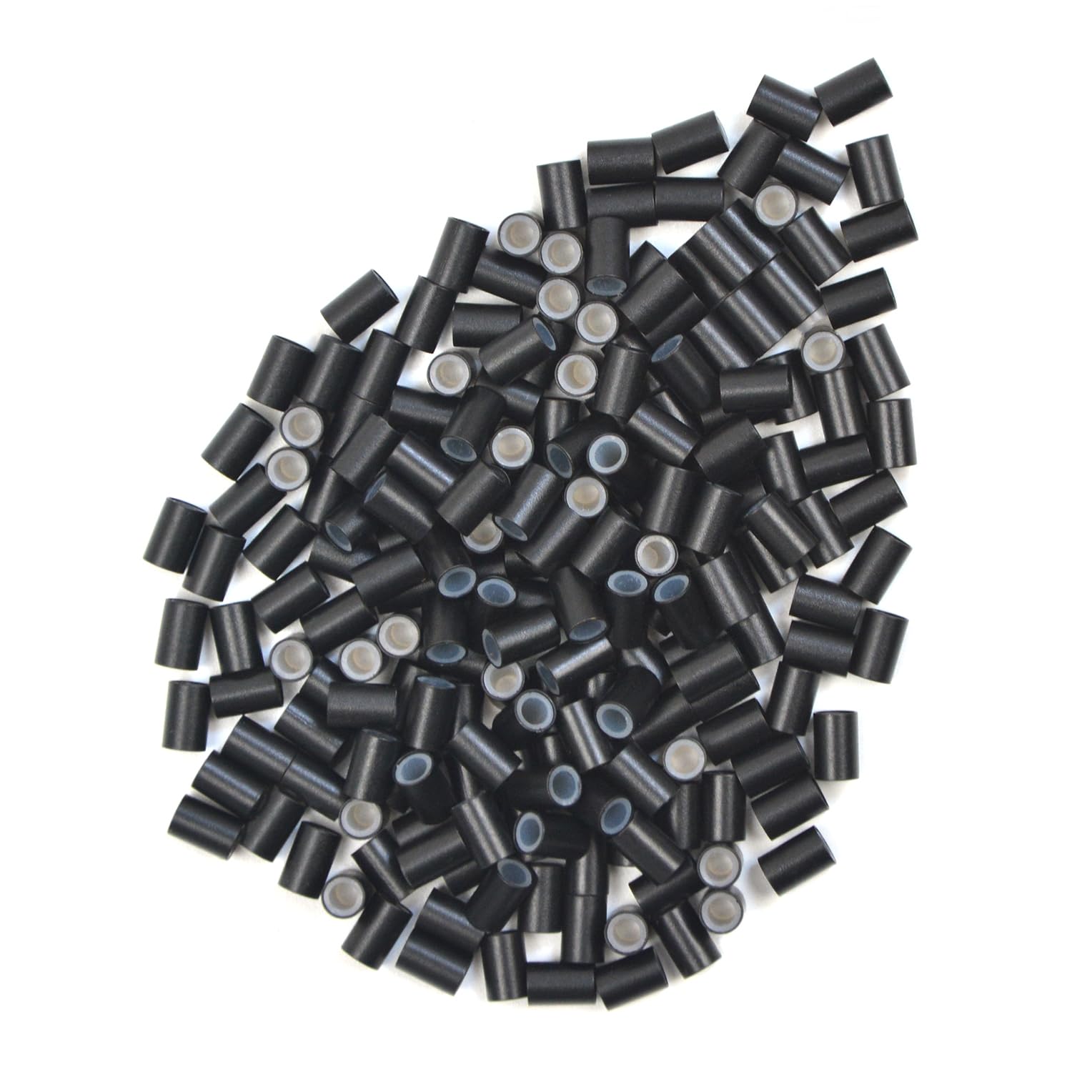 4.0 * 2.8 * 6.0 mm Copper Tube Micro Link Beads with Silicone Lined Micro Ring Hair Beads for I-Tip Hair Extensions (500 Pcs Black)