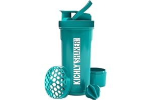 KICHLY Shaker Bottle - 24 Ounce Plastic Protein Shaker Bottle for Pre & Post workout with Twist & Lock Protein Box Storage