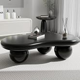 YAOBAO 46.06" Cloud Coffee Table, Irregular Cloud Table with 3 Ball Legs | Unique Cloud Shaped Coffee Table Modern Black Center Table Small Tea Tables for Small Spaces Apartment Lounge, Easy Assembly