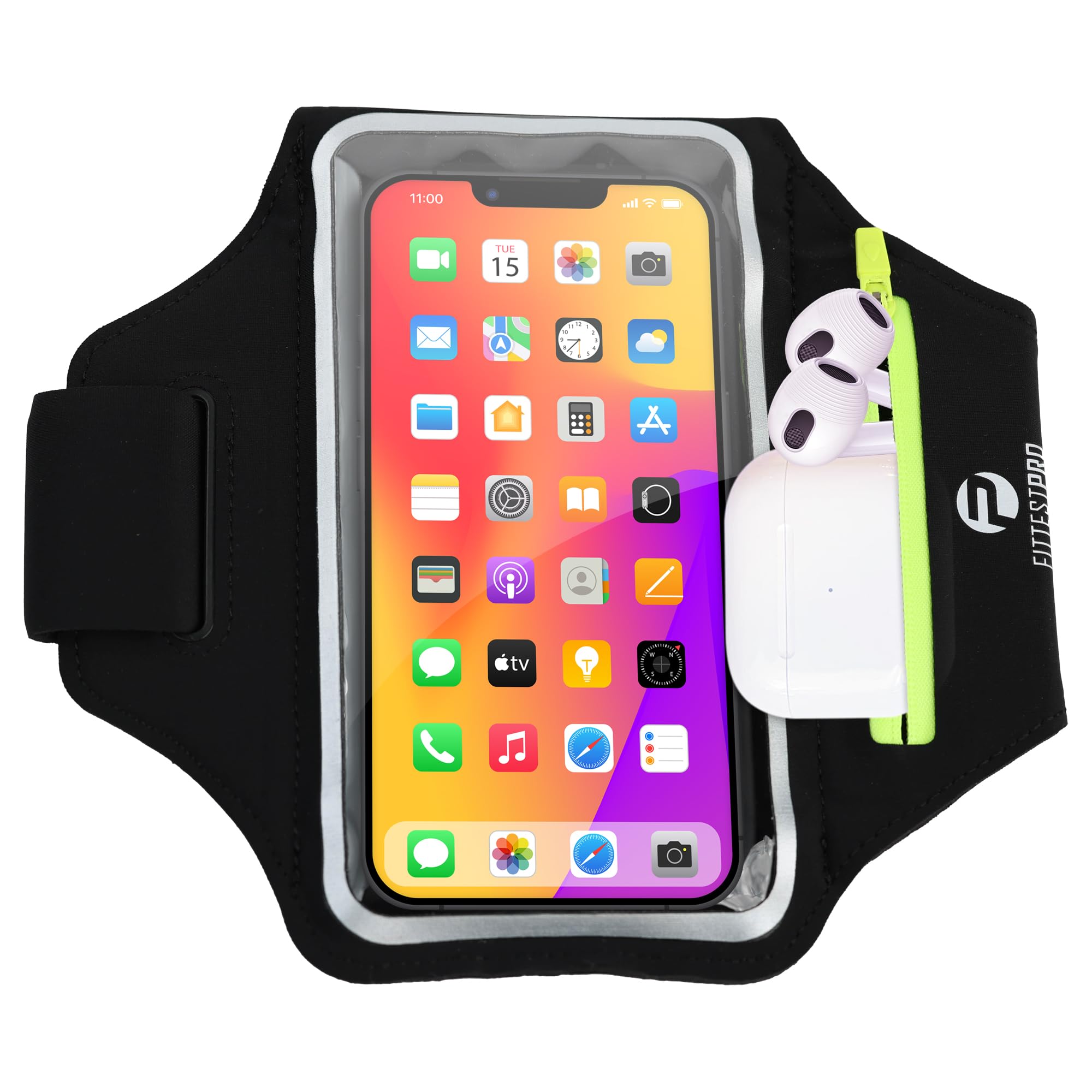 Photo 1 of Fittest Pro Running Armband with AirPods Pocket – Water Resistant Phone Holder for iPhone 16 15 14 13 Pro Max, Galaxy S25 S24 S23, Fits Phones Up to 6.9", with Zipper Key/Card Slot