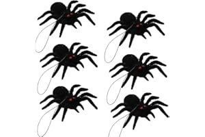 Ridota Halloween Hanging Spiders, Realistic Looking Hairy Spiders, Halloween Spider for Halloween Party Haunted House Decorations, 6 Pack