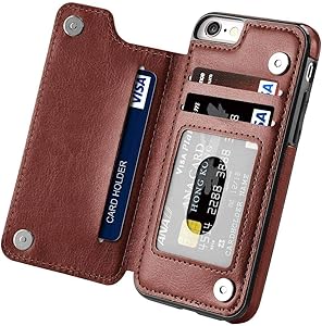 iPhone 6S Plus Wallet Case,iPhone 6 Plus Slim Fit Wallet Case for Women/Men,Aprilday Premium iPhone 6 Plus Leather Purse Case Durable Shockproof Cover with Wallet&Card Holder&Kickstand -5.5in Brown