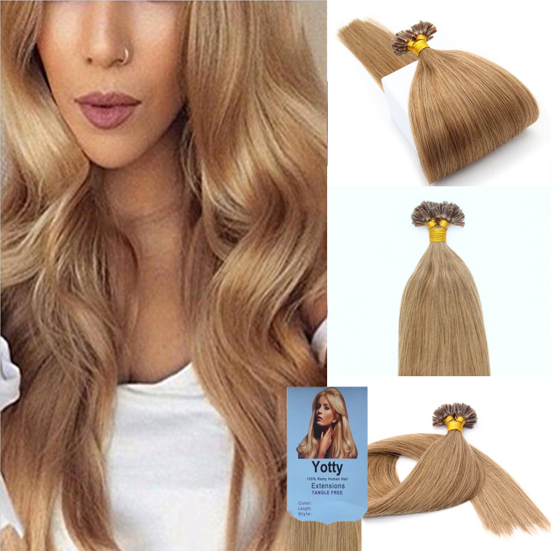 Amazon Com Yotty Double Drawn Thick Hair Extensions Pre Bonded