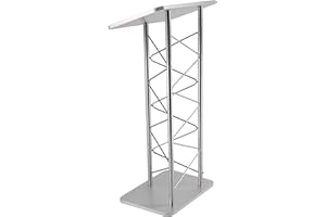 FIXTUREDISPLAYS 24" x 46.7" x 16" Silver Truss Podium Lectern Pulpit Church School Hotel Speech 15344