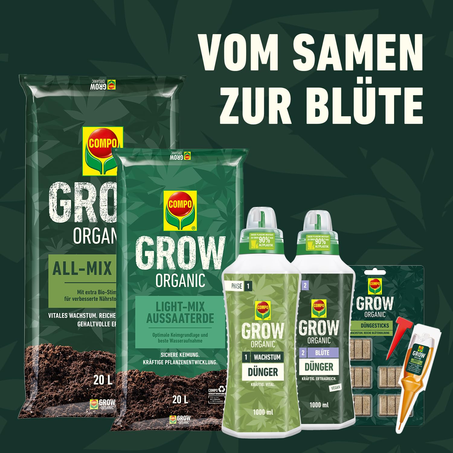 COMPO GROW ORGANIC Booster - praktische Aufbaukur für Spezialkulturen - unterstützt das Wachstum - Dünger für Indoor & Outdoor - organisch - 30 ml, braun 4
