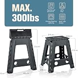 Rainberg 18 Inch Folding Step Stool Heavy Duty 350 lbs Carry Handle Black view 4