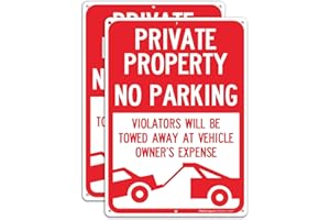 FAITTOO (2 Pack) Private Property No Parking - Violators Will Be Towed Away at Vehicle Owner's Expense Sign, Reflective .40 Rust Free Aluminum 14 x 10, UV Protected, Weather Resistant, Waterproof, Durable Ink