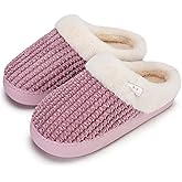 Vidayie Furry Memory Foam Slippers for Women Warm Comfy House Slippers with Faux Fur Lining Non-Slip Rubber Sole Slip On Women Indoor and Outdoor