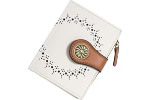 Tipmile Small Wallets Woman Leather Bifold RFID Blocking Card Holder Wallet with Zipper Coin Pocket
