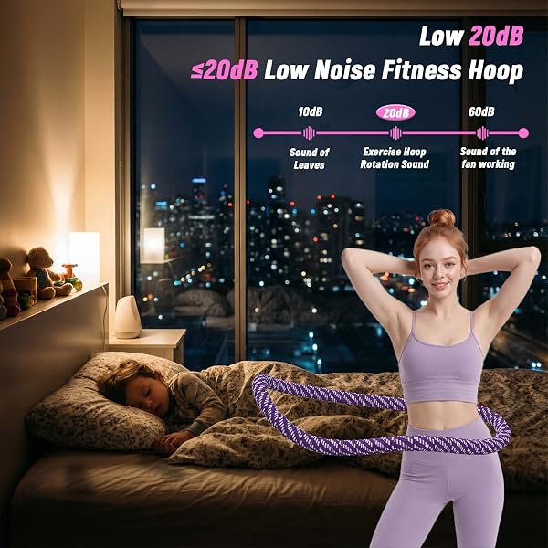 LERPIO 3.4/4.1/5 LBS SOFT SPRING WEIGHTED HOOP FOR ADULTS, QUIET & PINCH-PROOF DESIGN, PORTABLE FITNESS INFINITY HOOP WITH BODY TAPE MEASURE, EXERCISE HOOP FOR CORE WORKOUT (PURPLE, 4.1LBS)