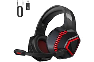 Gvyugke Wireless Gaming Headsets for PS5, PS4, Mac, Switch, PC, Computer - 2.4GHz & Bluetooth 5.2 Gamer Gaming Headphones Wireless, ENC Noise-Canceling Mic, 50MM Drivers, Red